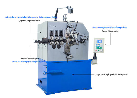 Máquina que arrolla de la primavera de XD-250 2-Axis produciendo los resortes de presión de 2.0m m a de 5.0m m